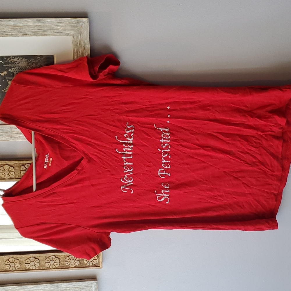 Inspiring Red Graphic Tee "Nevertheless She Persisted"
